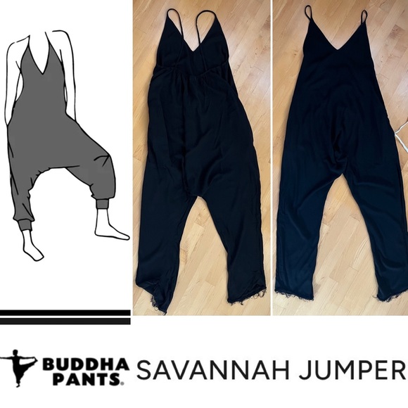 🧘‍♀️Buddha Pants The Savannah Jumpsuit Black Halter Yoga Harem Women Size M 8-10 - Picture 17 of 17